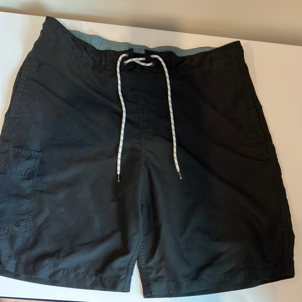Black athletic and swim shorts. Mens size L